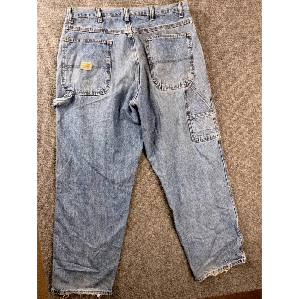 Wrangler Originals Men 34x30 Carpenter Jeans Light Wash Workwear Faded Y2K Denim